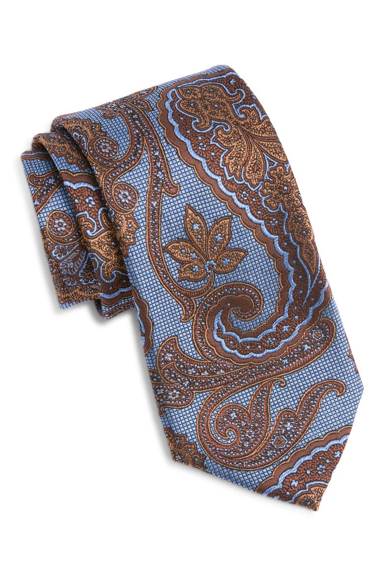 Paisley Silk Tie, Main, color, LT BLUE