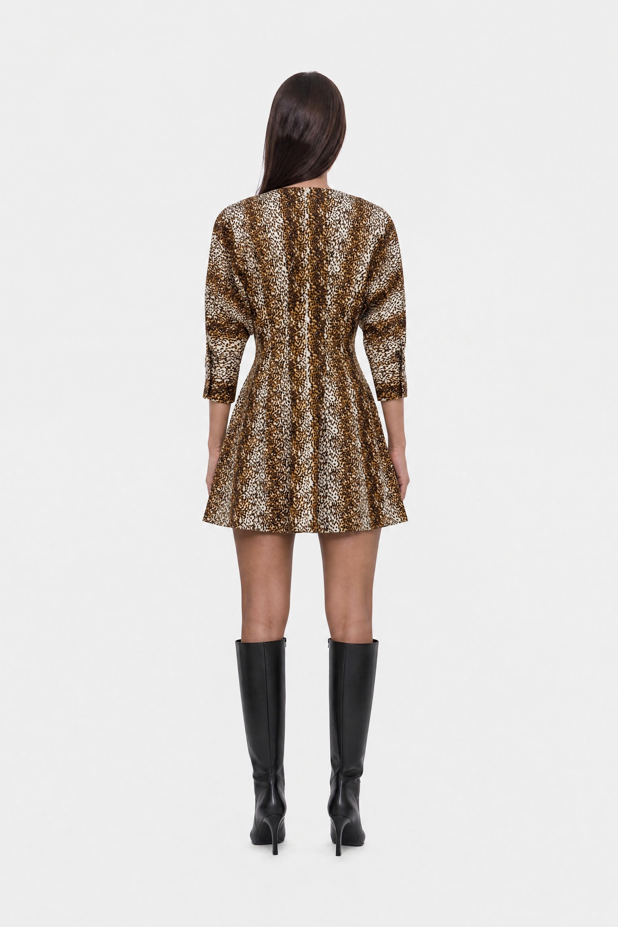 Nocturne Leopard Print Pleated Mini Dress (Women) | Nordstrom