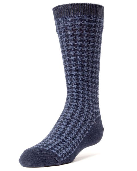 Houndstooth Mercerized Dress Socks (Big Kid)