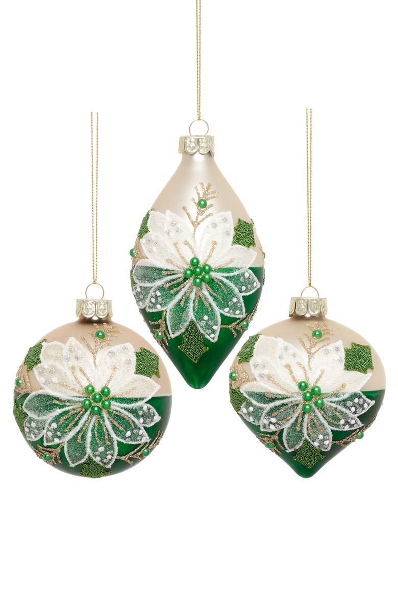 Graceful Bloom Ornament, Box of 6, Main, color, Emerald Green