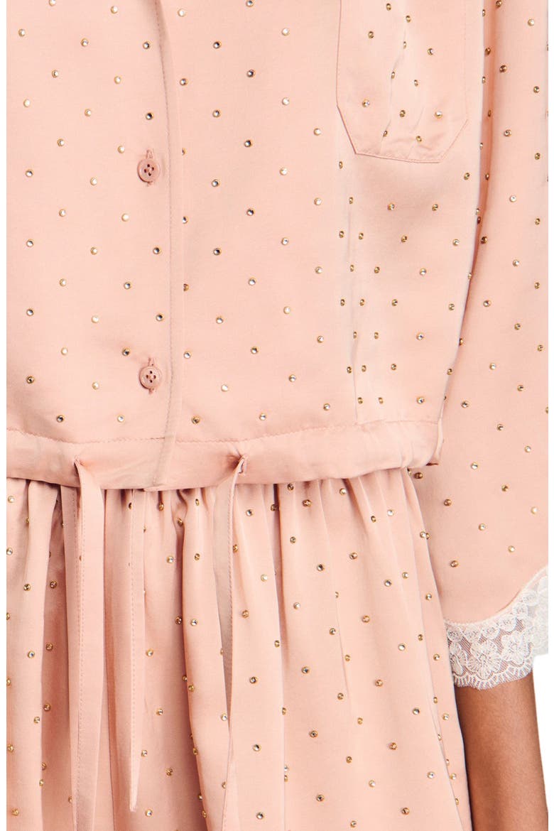Shirt embellished with rhinestones, Alternate, color, Nude