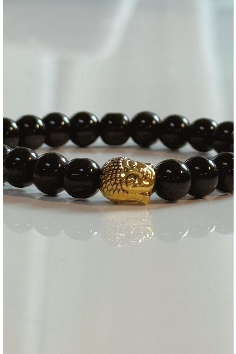 Buddha Crystal Beaded Bracelet, Alternate, color, Black Onyx