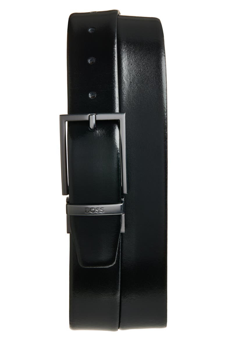 Otano Reversible Leather Belt, Main, color, BLACK