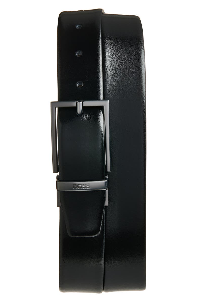 BOSS Otano Reversible Leather Belt, Main, color, Black