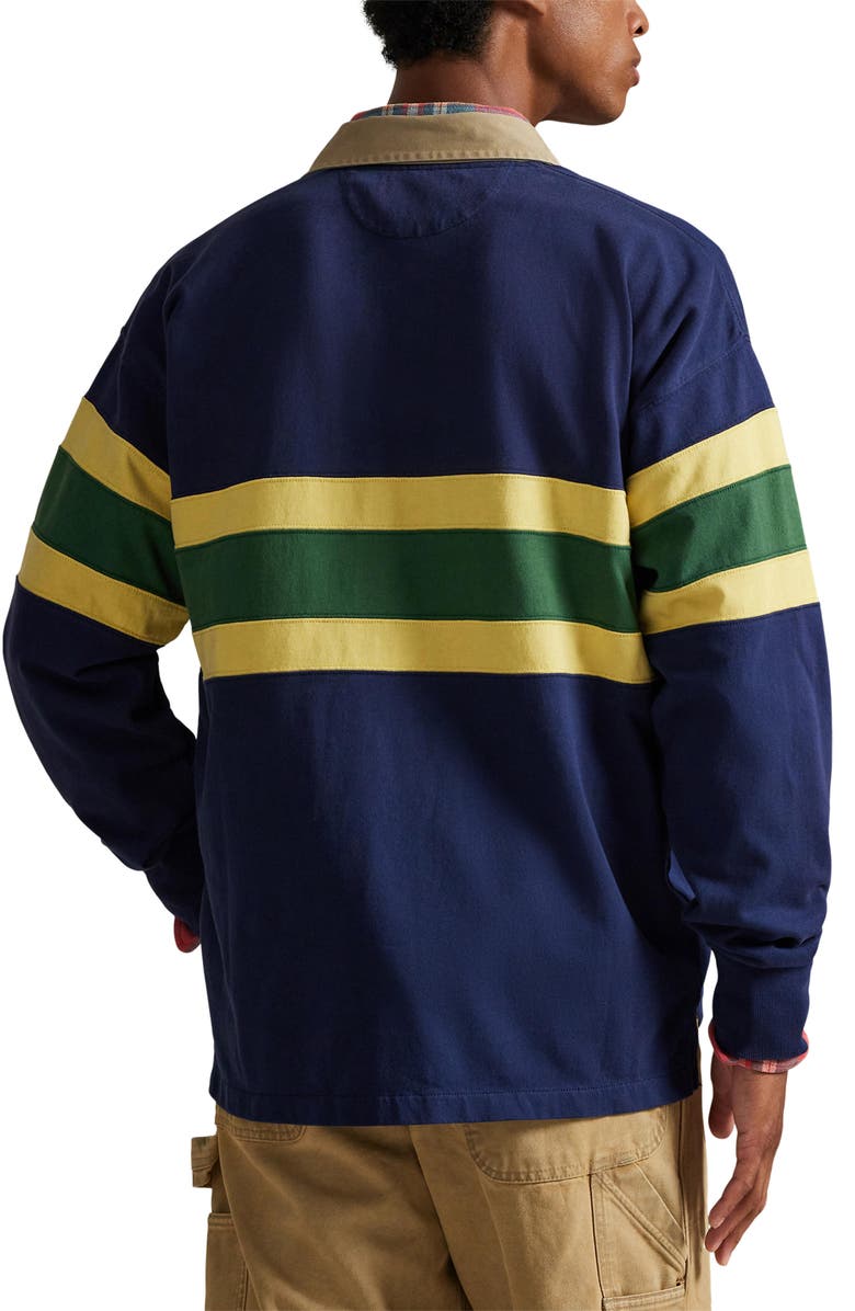 Polo Ralph Lauren Vintage Fit Embroidered Rugby Shirt, Alternate, color, Newport Navy/ Multi