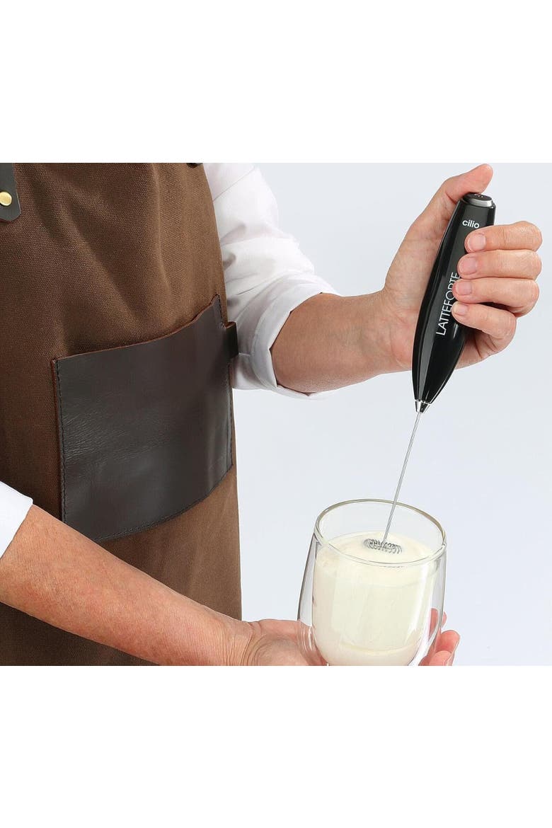 Latteforte Battery Powered Milk Frother with Stainless Steel Stand, Alternate, color, White