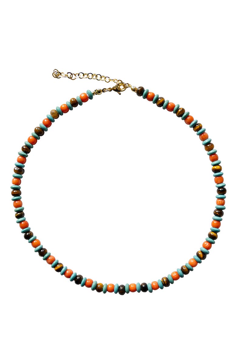 MARLYN SCHIFF Palmer Bead Necklace, Main, color, Turquoise Coral Multi