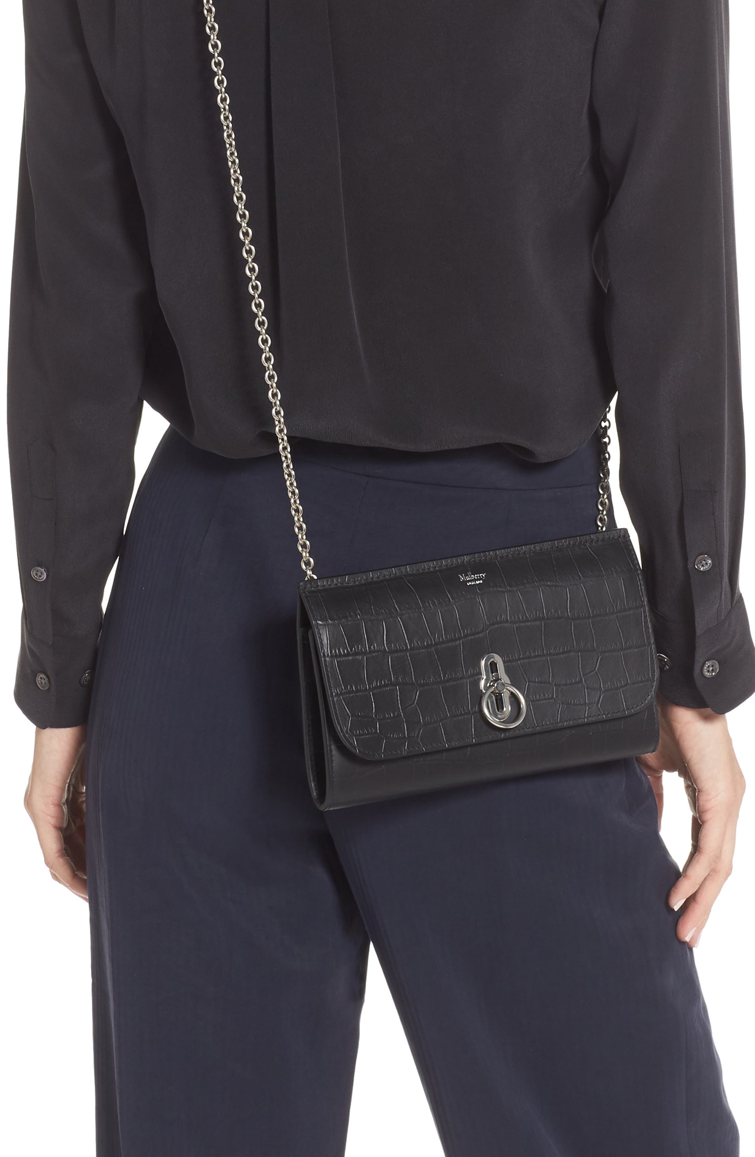 Mulberry Amberley Matte Croc Embossed Leather Clutch, Alternate, color, 