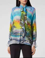 PHILIPP PLEIN Silk Chiffon Shirt Hawaii Women