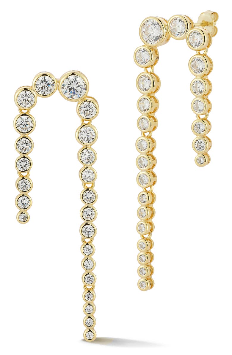 GLAZE JEWELRY Cubic Zirconia Graduated U-Drop Earrings, Main, color, Gold