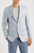 Jack Victor Midland Contemporary Fit Light Blue Check Wool & Silk Blend Sport Coat