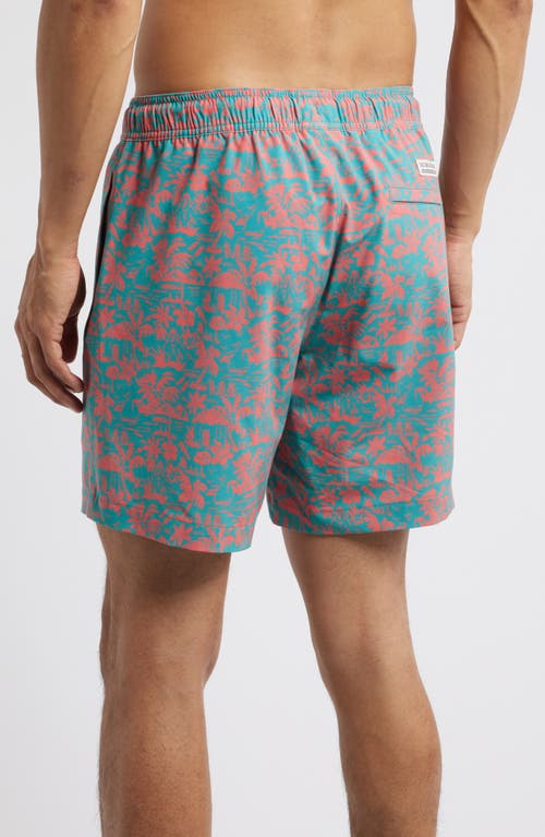 Fair Harbor The Bayberry Palm Print Swim Trunks In Stamped Palms