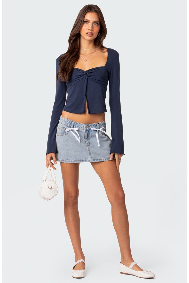 Maxine Twist Split Front Top, Alternate, color, NAVY