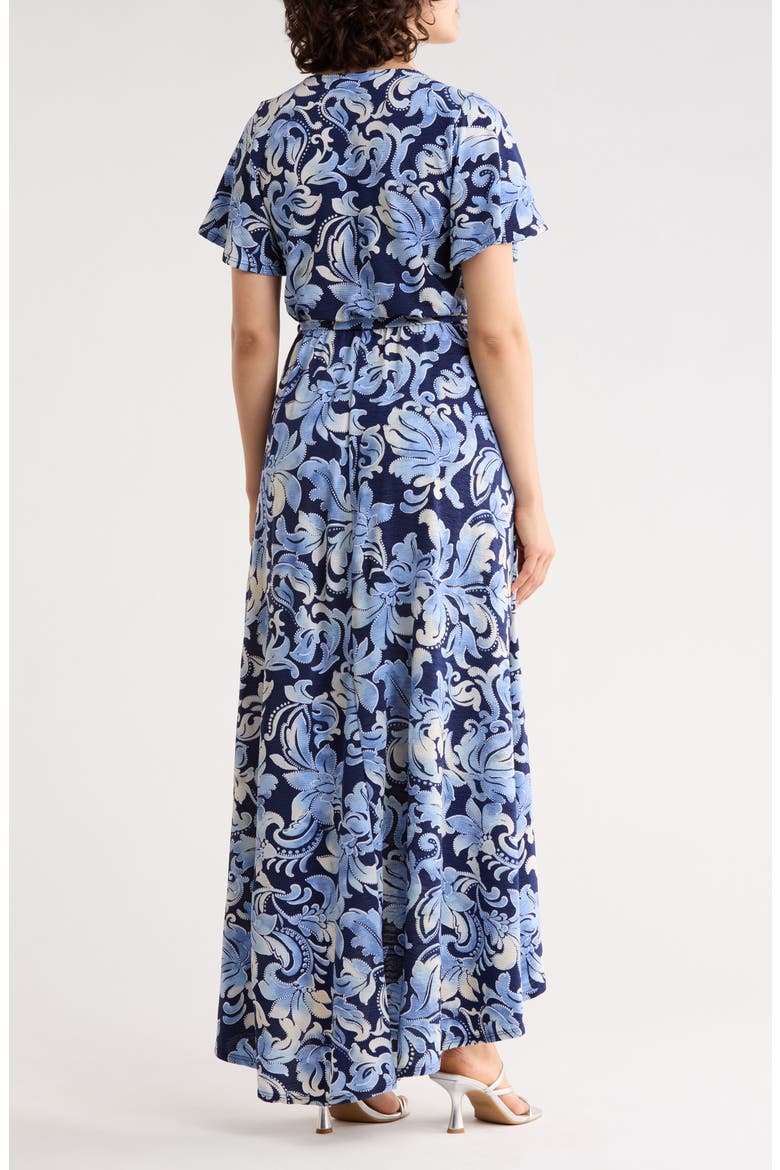 Flutter Sleeve High-Low Dress, Alternate, color, BLUE/ NAVY PAISLEY