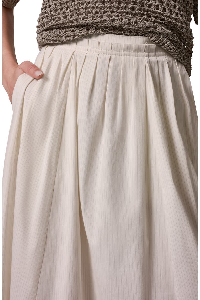 Pleated Stretch Poplin Midi Skirt, Alternate, color, CREAM PINSTRIPE