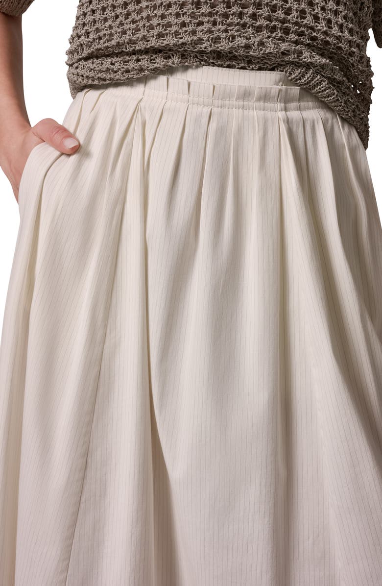 Donna Karan New York Pleated Stretch Poplin Midi Skirt, Alternate, color, Cream Pinstripe