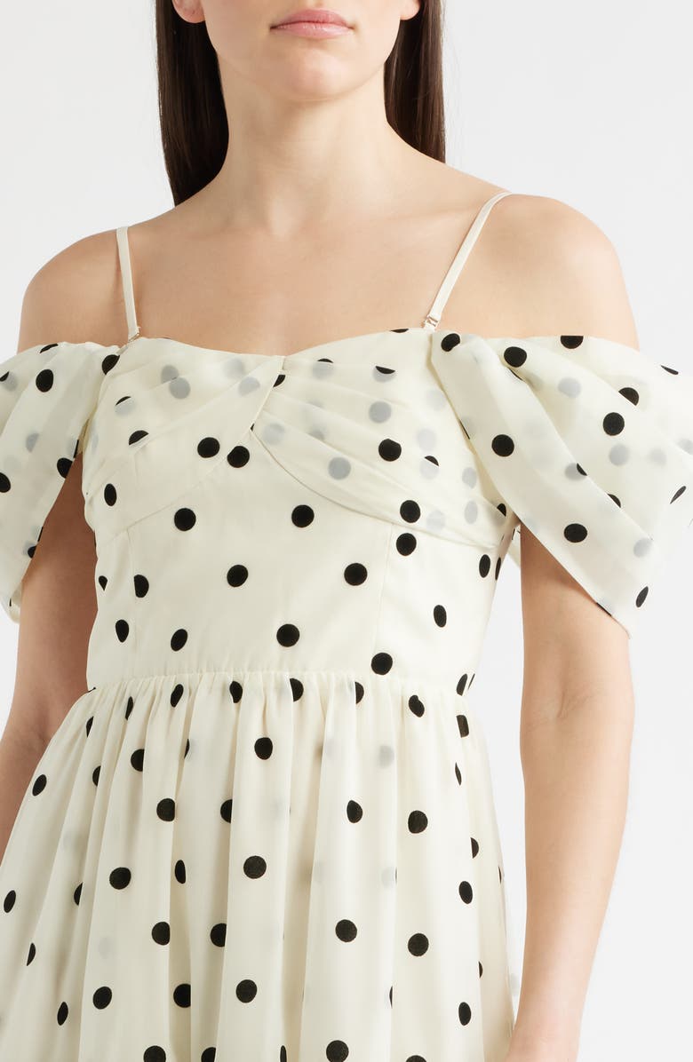Lucy Paris Catarina Off the Shoulder Maxi Dress, Alternate, color, Cream Black