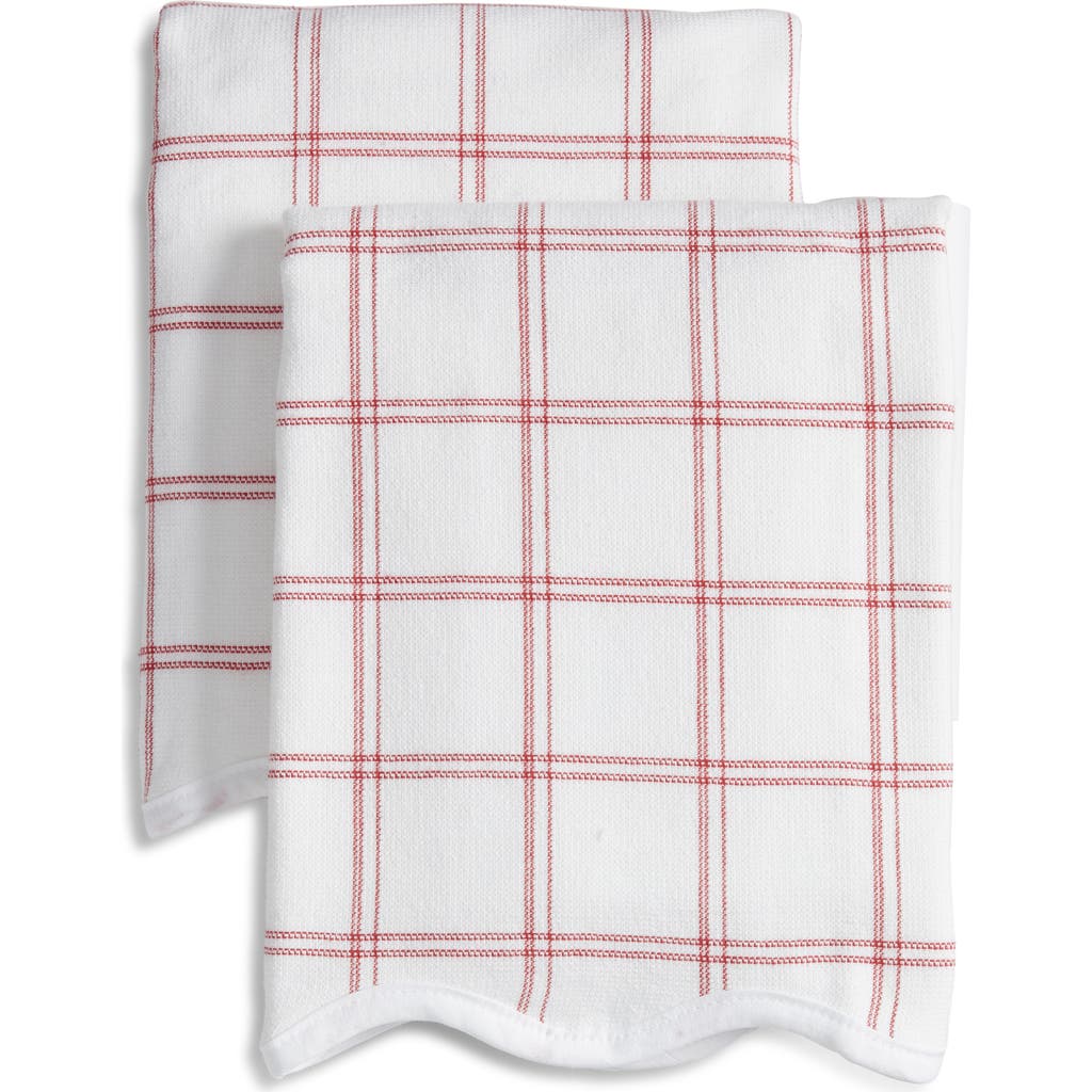 Weezie Set Of 2 Scalloped Kitchen Towels In Red