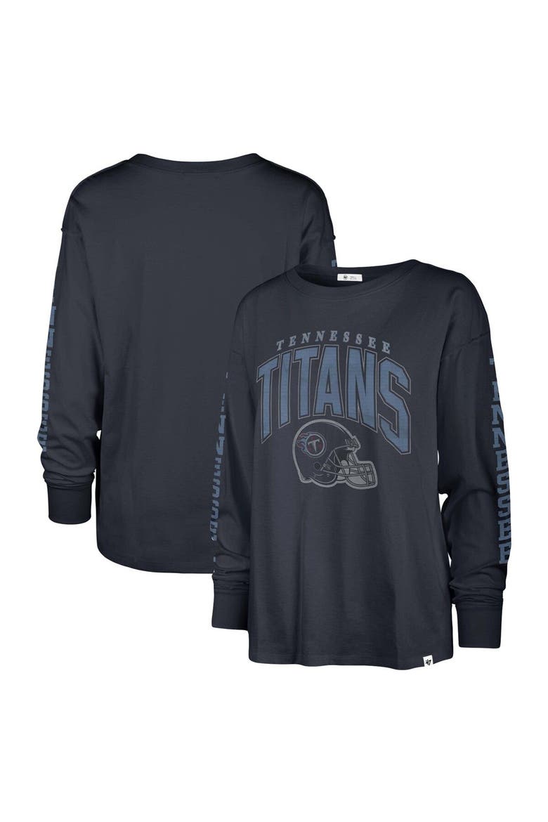 Women's '47 Navy Tennessee Titans Tom Cat Lightweight Long Sleeve T-Shirt, Main, color, Navy