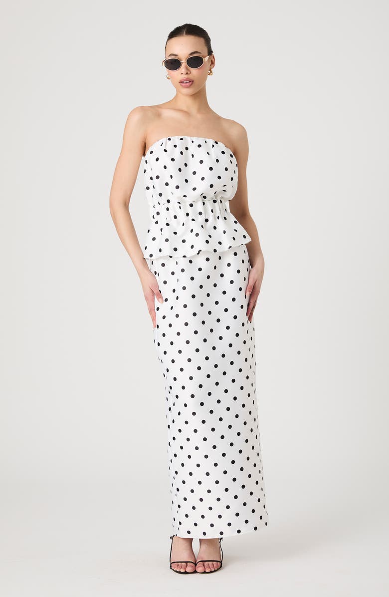French Connection Polka Dot Strapless Peplum Top, Alternate, color, Summer White-Polka Dot