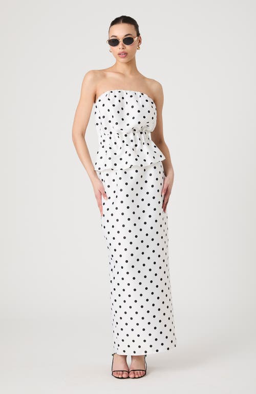 French Connection Polka Dot Strapless Peplum Top In White