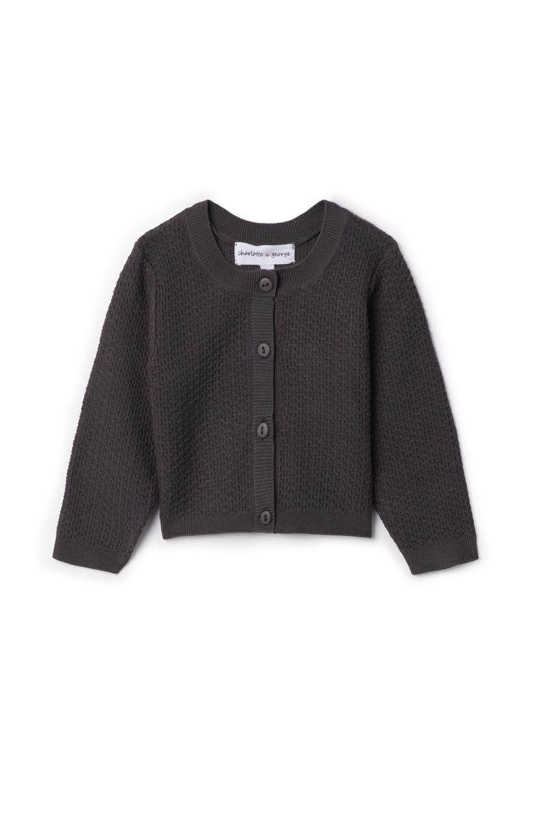 Charlotte & George Knit Textured Cardigan with Center Front Button, Main, color, Charcoal
