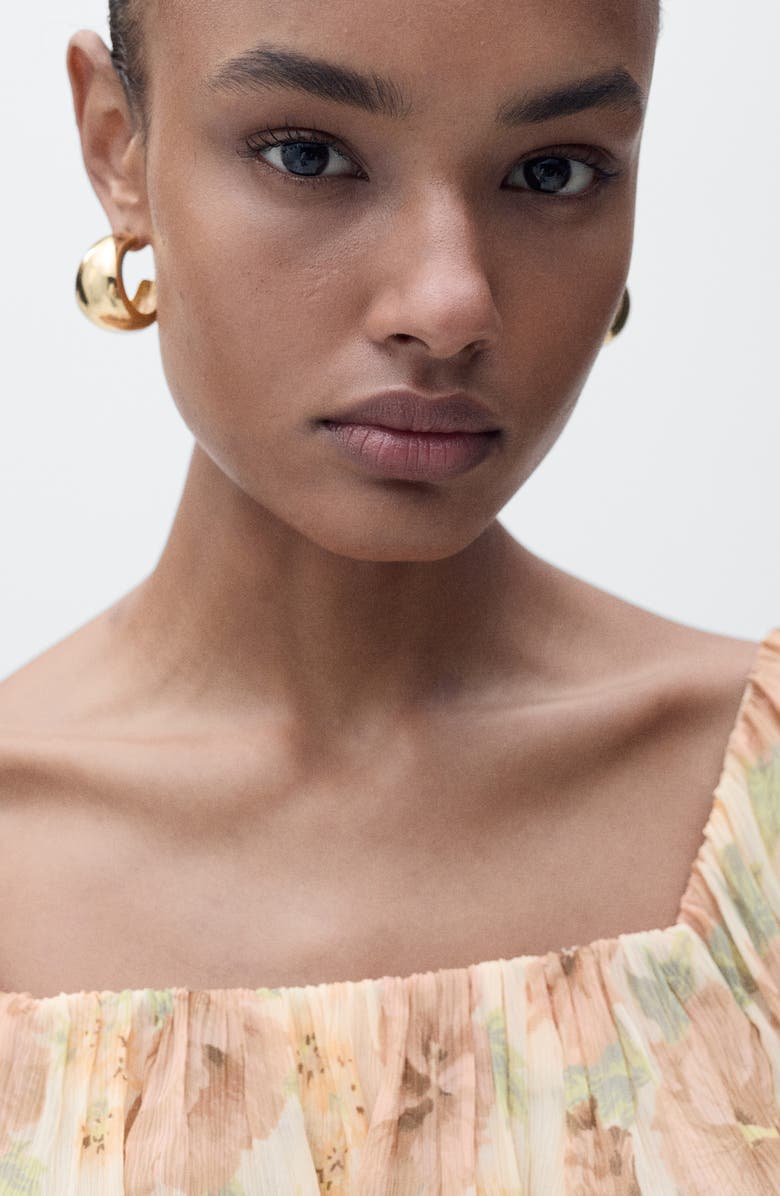 MANGO Open Back Puff Sleeve Chiffon Top, Alternate, color, Ecru