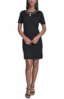 Faux Pearl Detail Sweater Dress