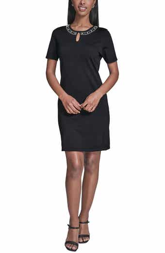 Faux Pearl Detail Sweater Dress