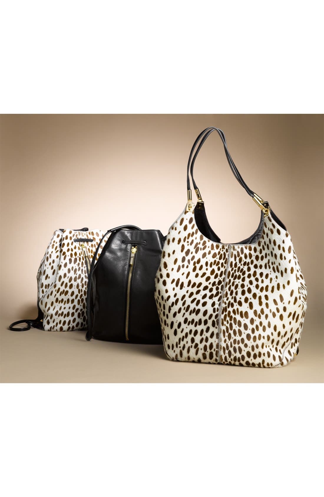 Spotted Calf Hair Sling Backpack, Alternate, color, IVORY/ BLACK