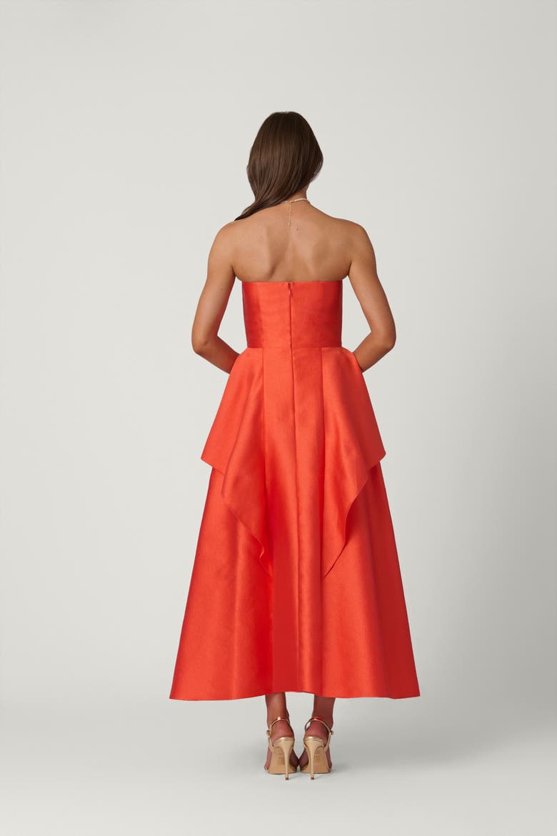 Midnight Pebbled Mikado Pippa Dress, Alternate, color, Poppy