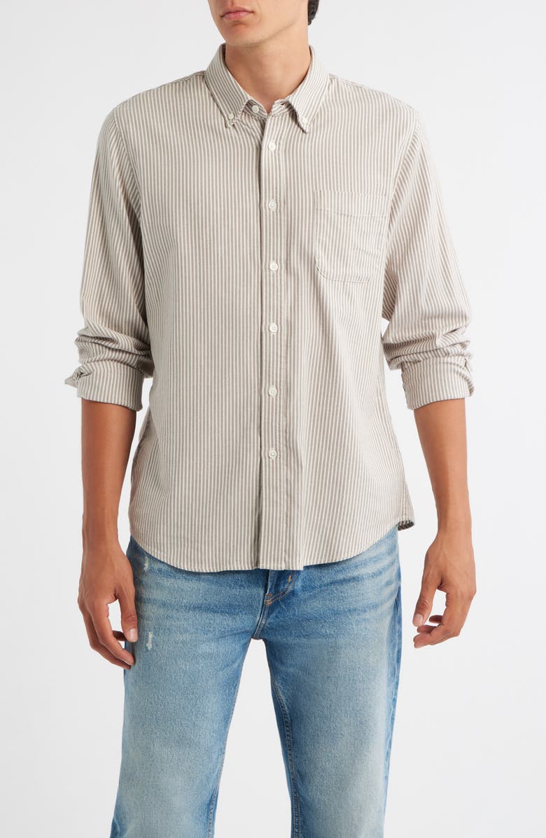 Rails Vance Stripe Cotton Blend Button-Down Shirt, Main, color, Cedar Oat Stripe