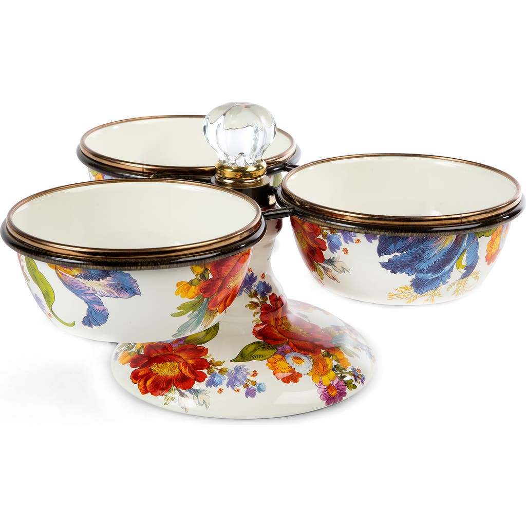 Mackenzie-childs Flower Market Triplicity Bowl Set In White