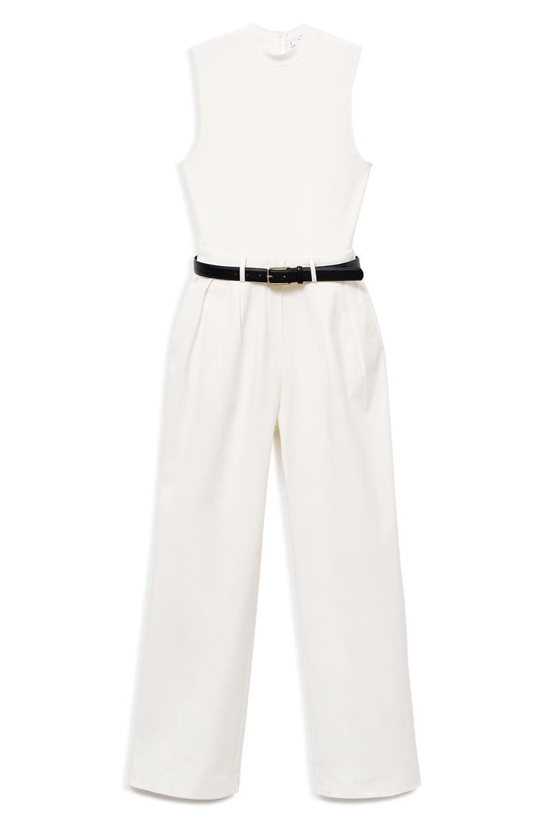 MANGO Sleeveless Belted Wide Leg Jumpsuit, Main, color, Off White
