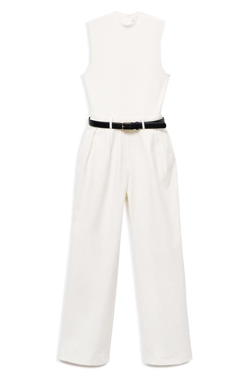 Sleeveless Belted Wide Leg Jumpsuit