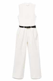MANGO Sleeveless Belted Wide Leg Jumpsuit