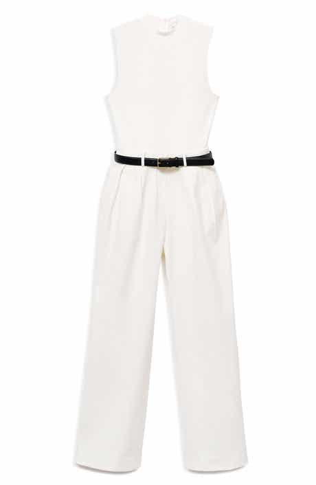 MANGO Sleeveless Belted Wide Leg Jumpsuit
