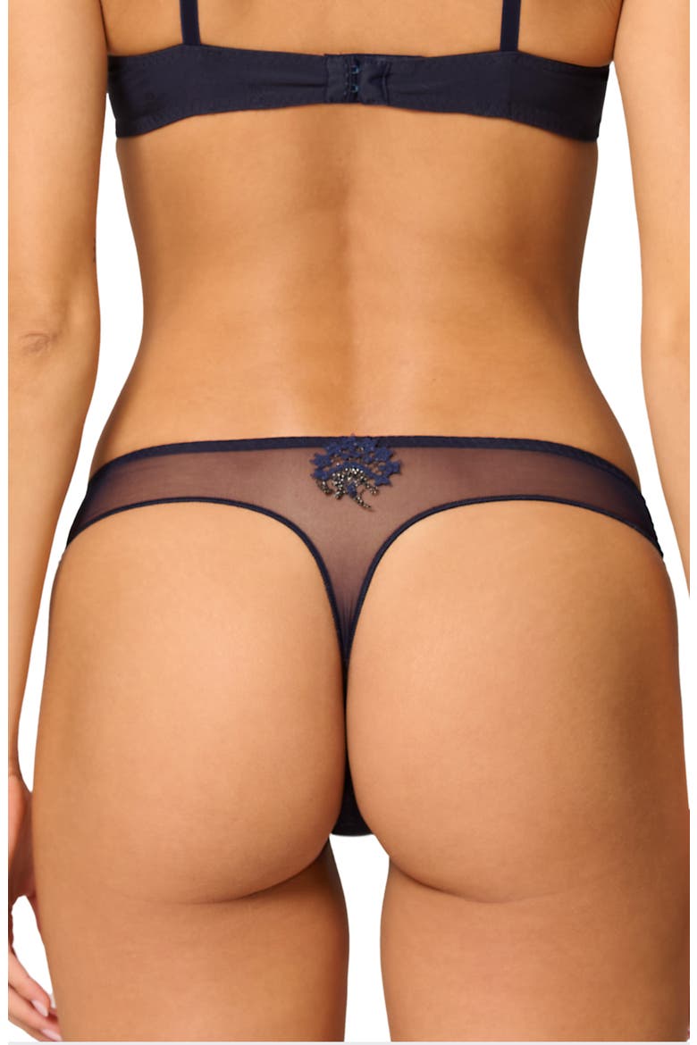 'Wish' Embroidered Tanga Thong, Alternate, color, SAPHIRE