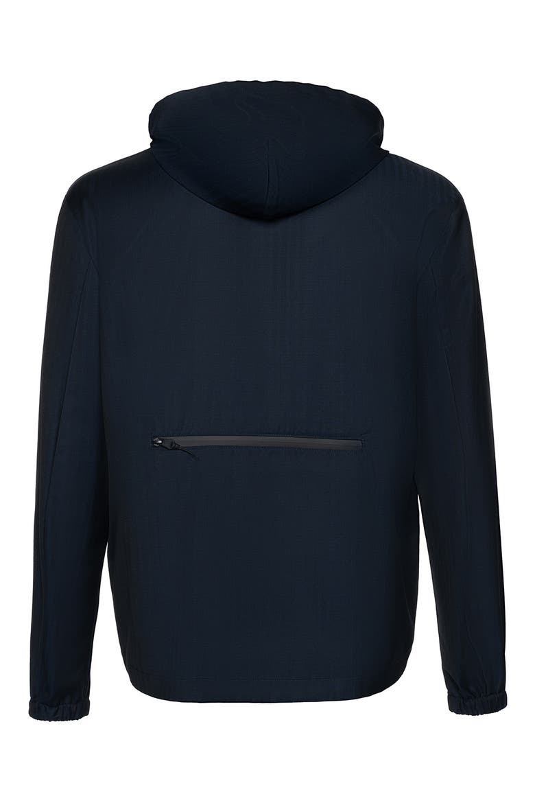Beckett Water Repellent Hooded Herringbone Wool Rain Coat, Alternate, color, NAVY HERRINGBONE