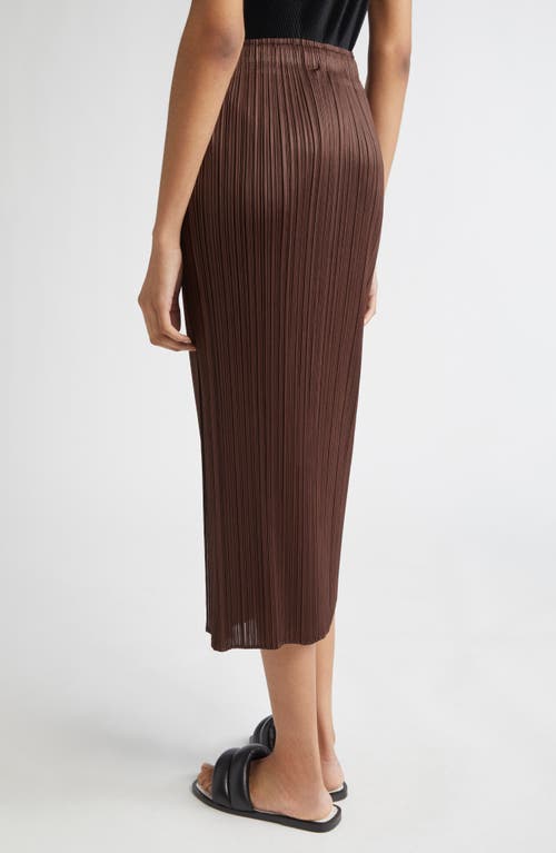 Issey Miyake Pleats Please Monthly Colors March Pleated Midi Skirt In Dark Brown