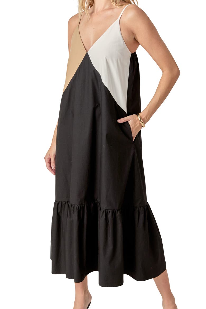 Colorblock Maxi Dress, Alternate, color, BLACK MULTI