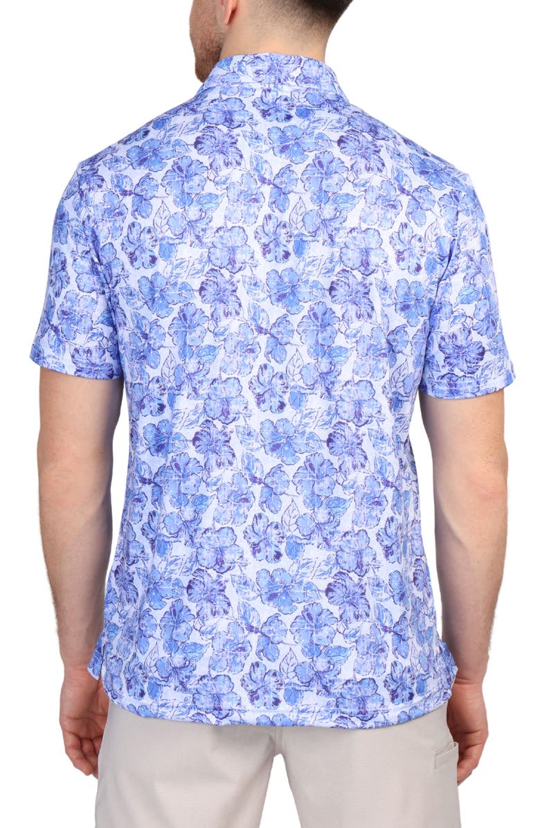 TailorByrd Hibiscus Print Performance Polo, Alternate, color, Blue
