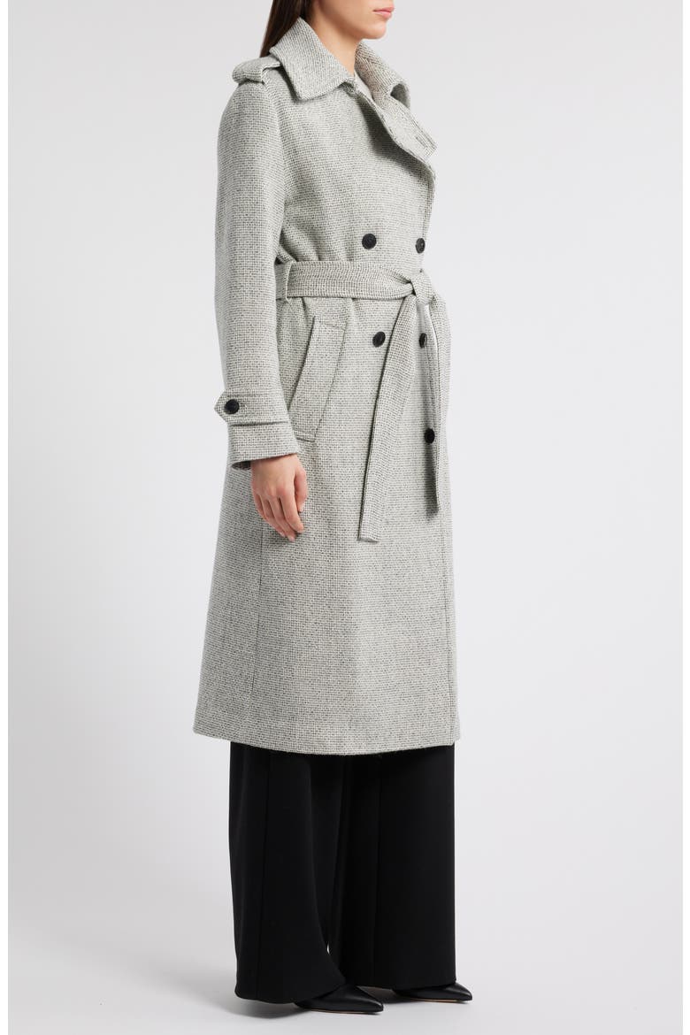 Alba Wool Blend Double Breasted Coat, Alternate, color, BLACK/ WHITE
