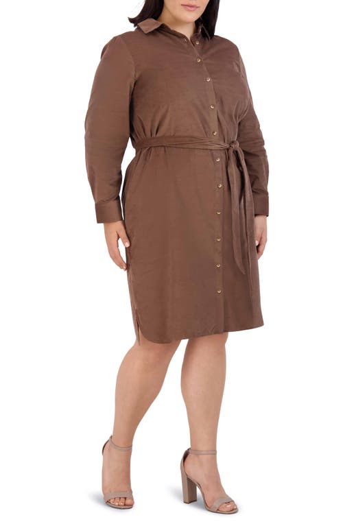 Foxcroft Rocca Long Sleeve Corduroy Shirtdress In Brown