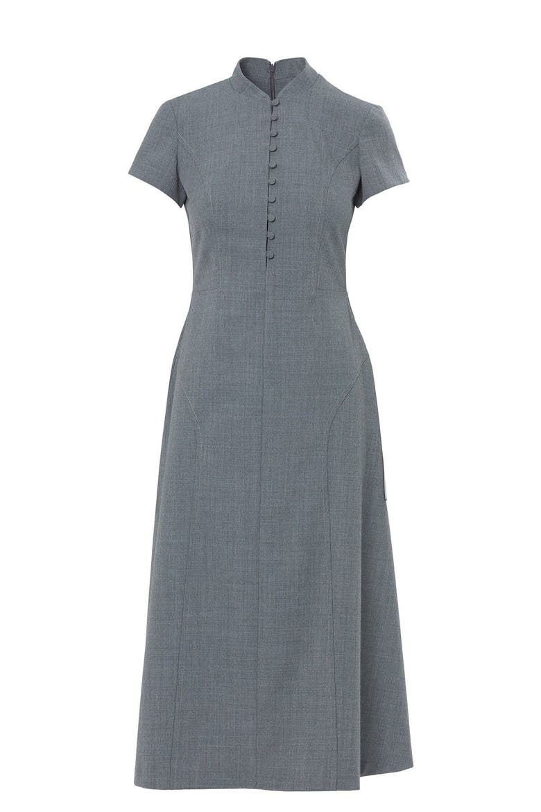 Maxi Dress with Metal Zipper at Neckline, Main, color, Grey