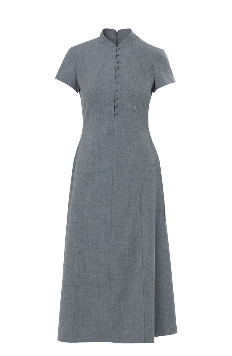 Gizia Maxi Dress with Metal Zipper at Neckline, Main, color, Grey