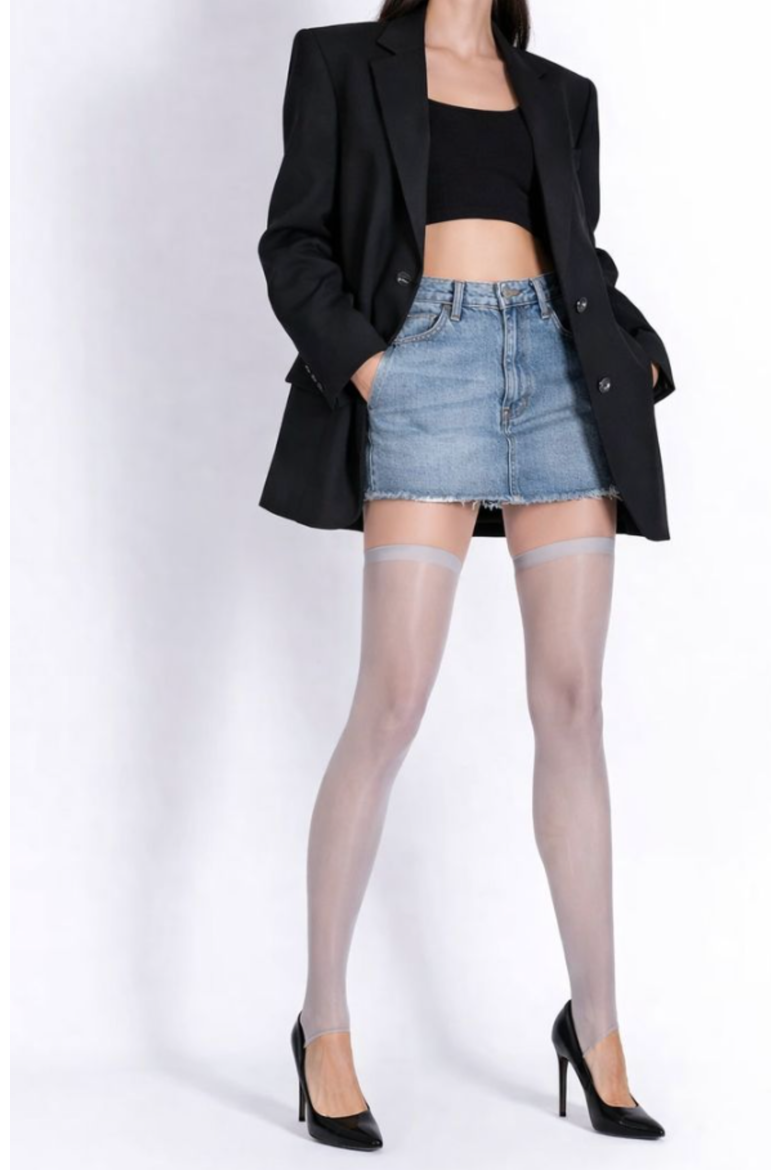 Lustrous Silky Shiny Stirrup Thigh Highs, Alternate, color, GREY