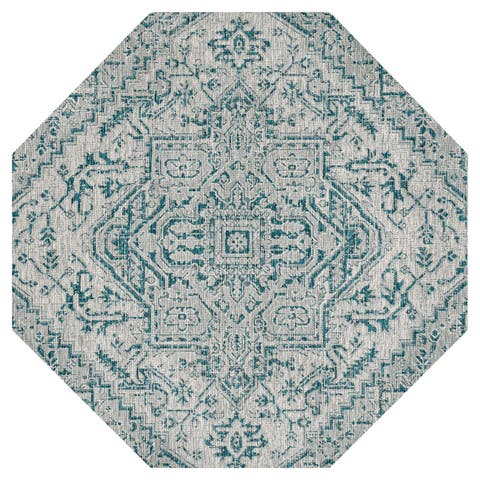 Estrella Bohemian Medallion Textured Weave Octagon Indoor/Outdoor Area Rug