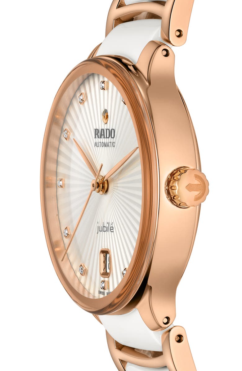 RADO Centrix Diamond Ceramic Bracelet Watch, 35mm, Alternate, color, White