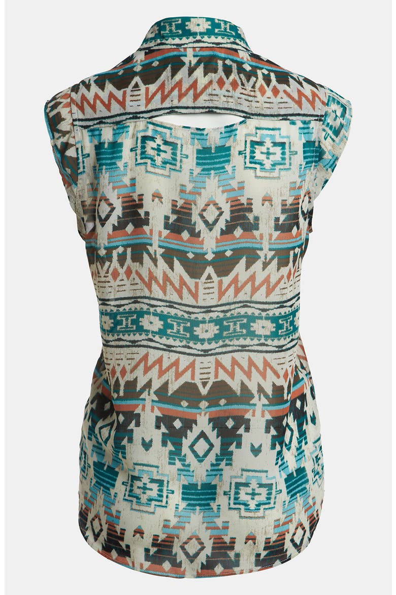 Aztec Print Sleeveless Shirt, Alternate, color, SOUTHWESTERN